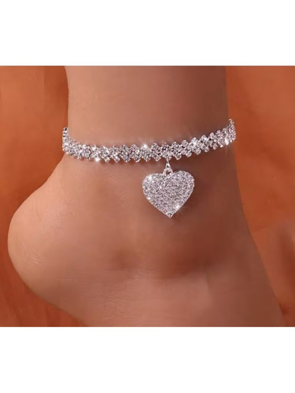 Sparkling Dangle Heart Pendant Anklet – Elegant Women’s Crystal Foot Chain Gift